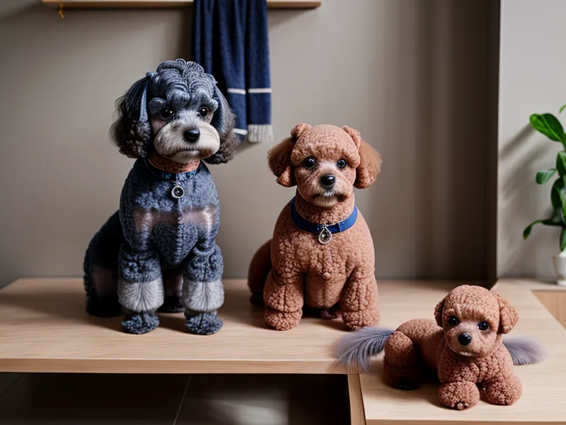 Caniche toy con el pelo rizado relajada después de quitarle los nudos sin tirones