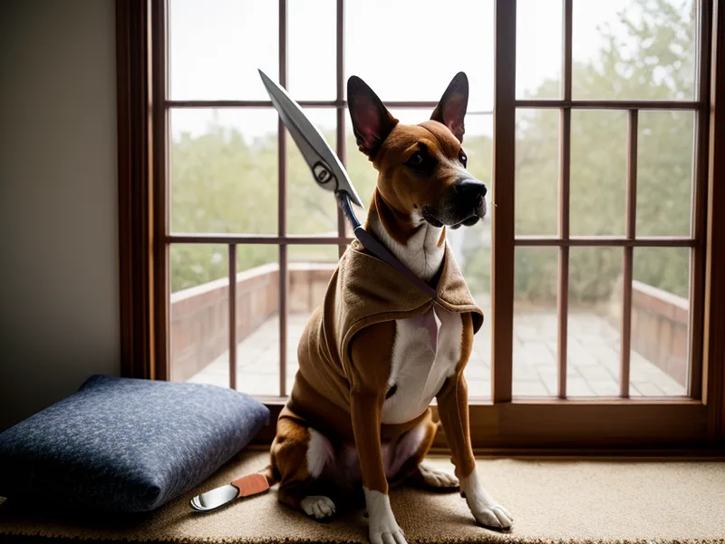 Tijeras y moldes para fabricar ropa de perros en casa
