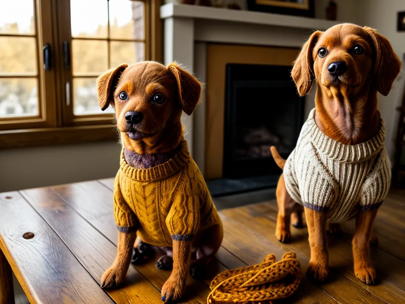 Suéter para perro terminado en taller de costura casero
