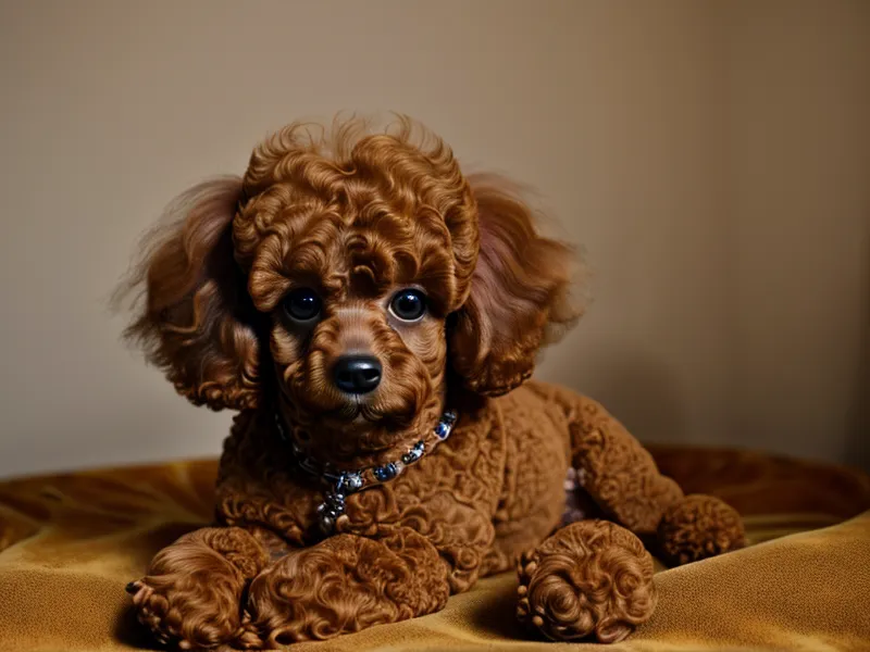 Detalle de cepillado profesional en el manto de un caniche toy color ocre, técnica que sostiene una marca personal de peluquería canina.