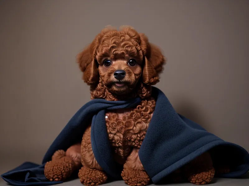 Detalle de pelaje de caniche toy ocre recién bañado y cepillado