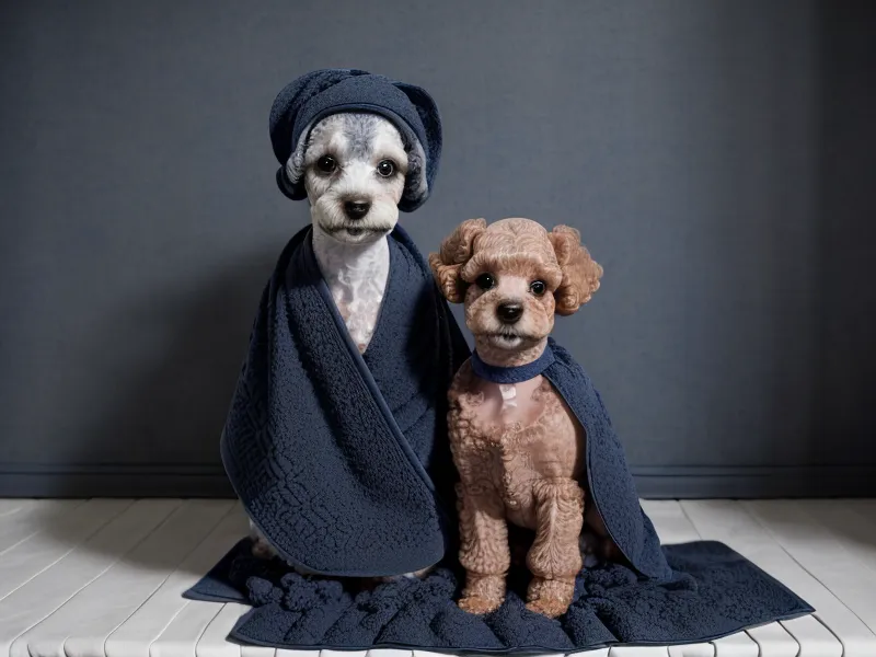 Arnés de tela terminado con costuras de seguridad reforzadas para perro pequeño.