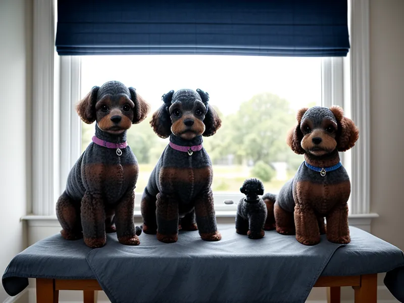 Botellas de limpiador enzimático y desinfectante para peluquería canina junto a la mesa de baño, claves para eliminar el olor a perro