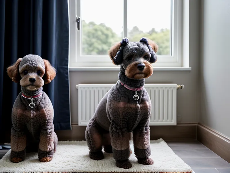 Laptop con curso online de peluquería canina y cuaderno de notas para aprender patronaje en casa